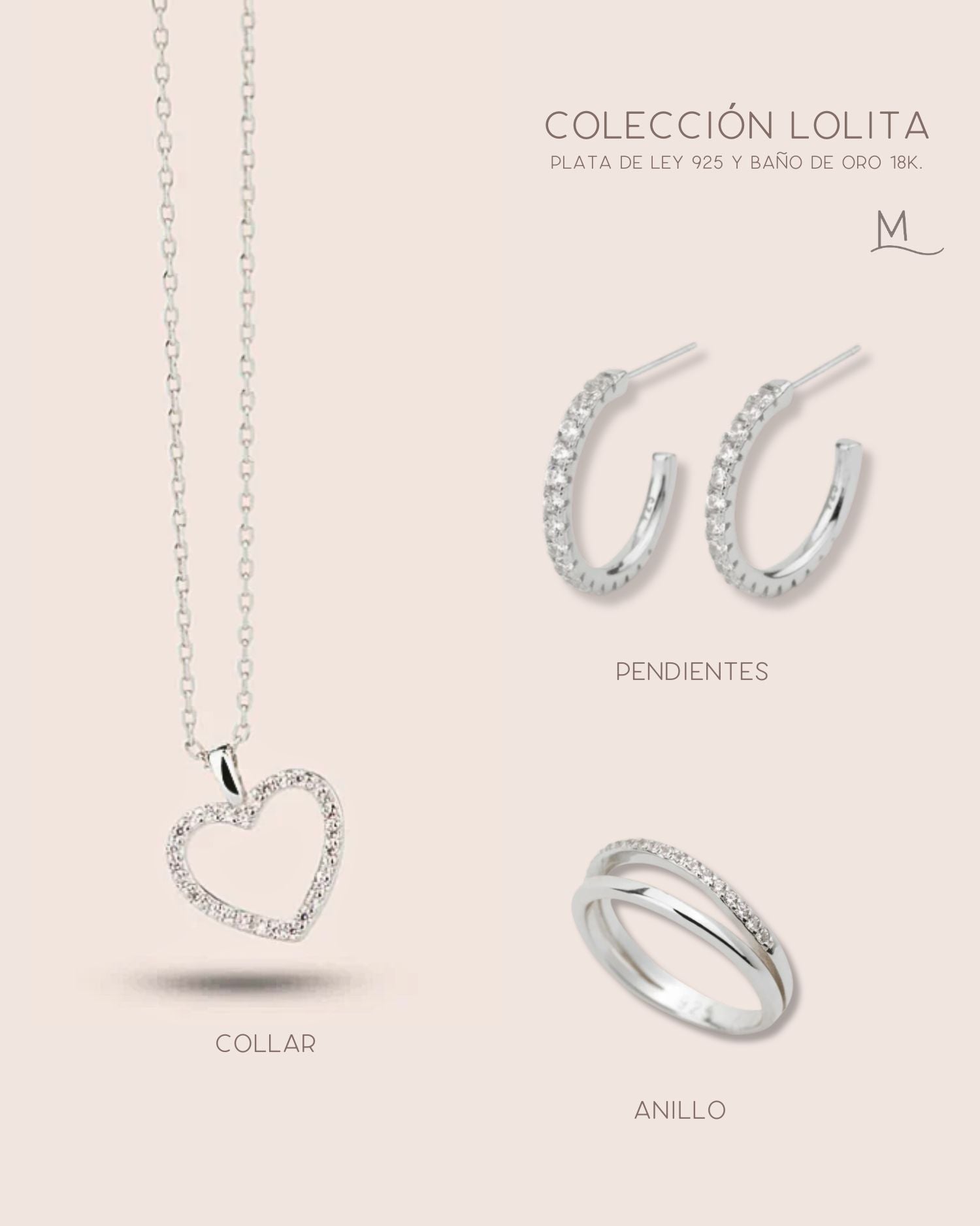 "conjunto joyeria mujer plata"